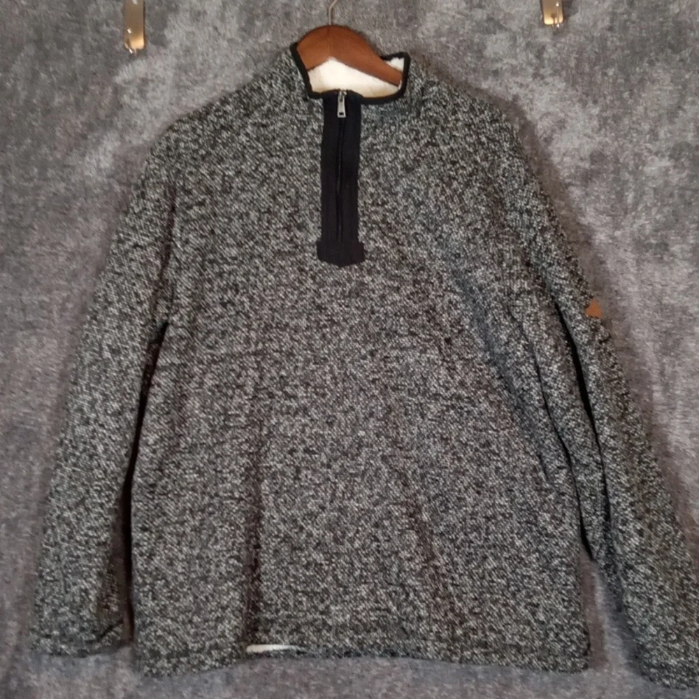 Orvis Men's Black and Gray Zip Up Sweater Fleece Sherpa Lining Size XL